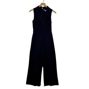Antonio Melani Jumpsuit Size 0 Navy Blue Collared Tailored Old Money Classic